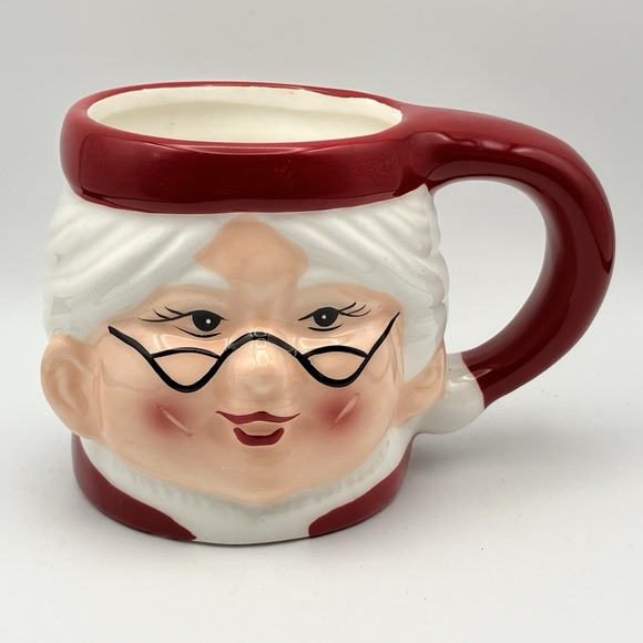 4 Vintage Pottery Barn Mugs / Mrs. Santa Claus / Ceramic 3" / Christmas / Flaws - Picture 8 of 16